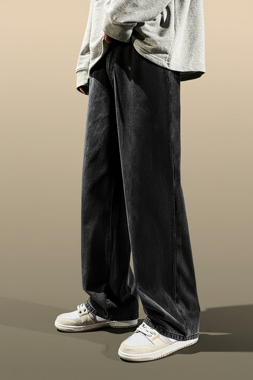 Men's black gray regular fit jeans
