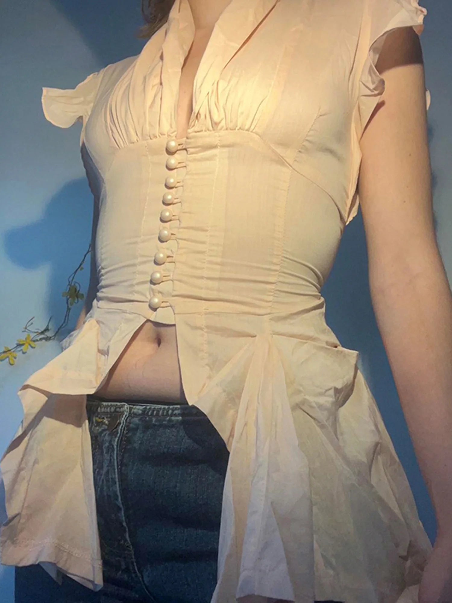 Sleeveless Ruffle Blouse