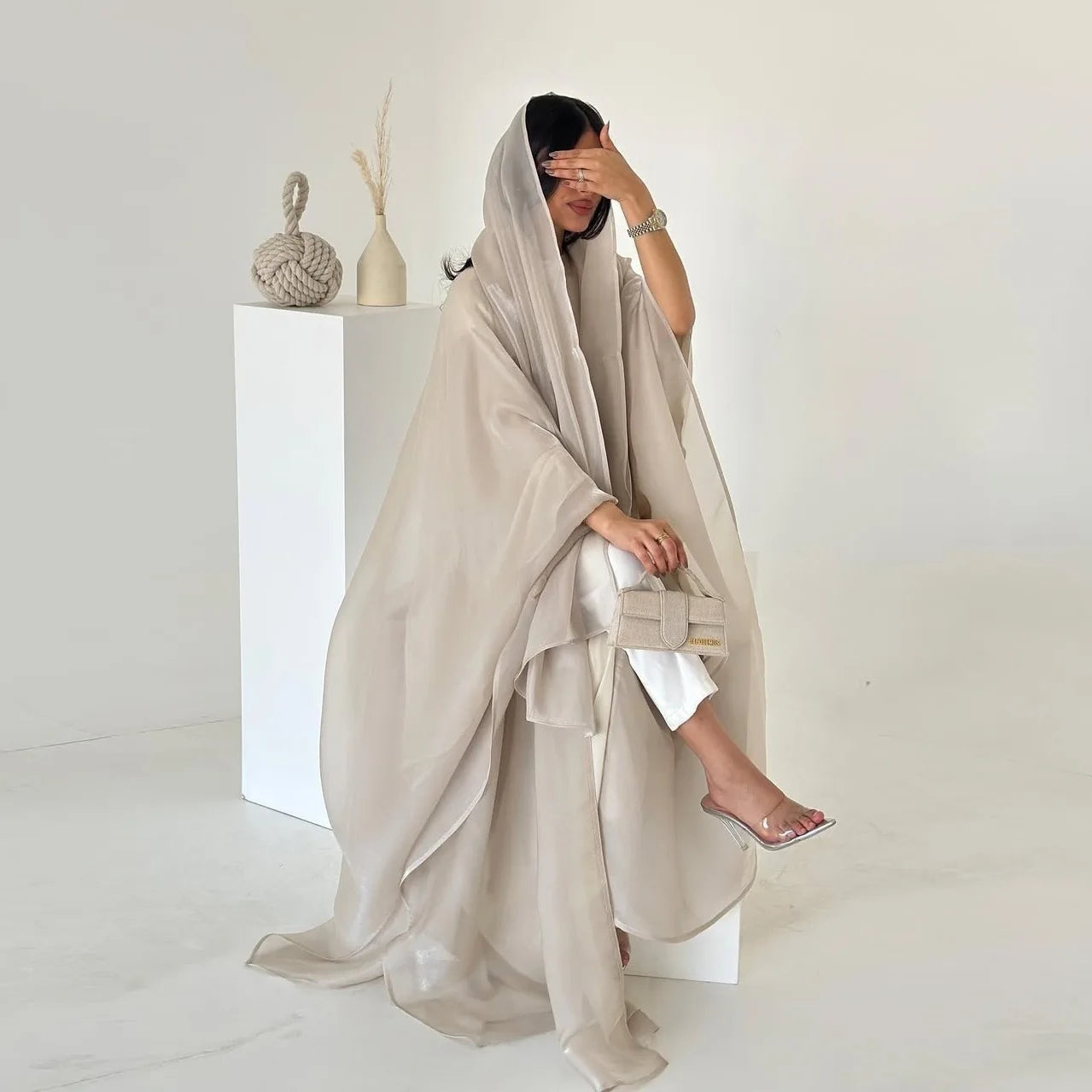 Women Silky Abaya with Scarf