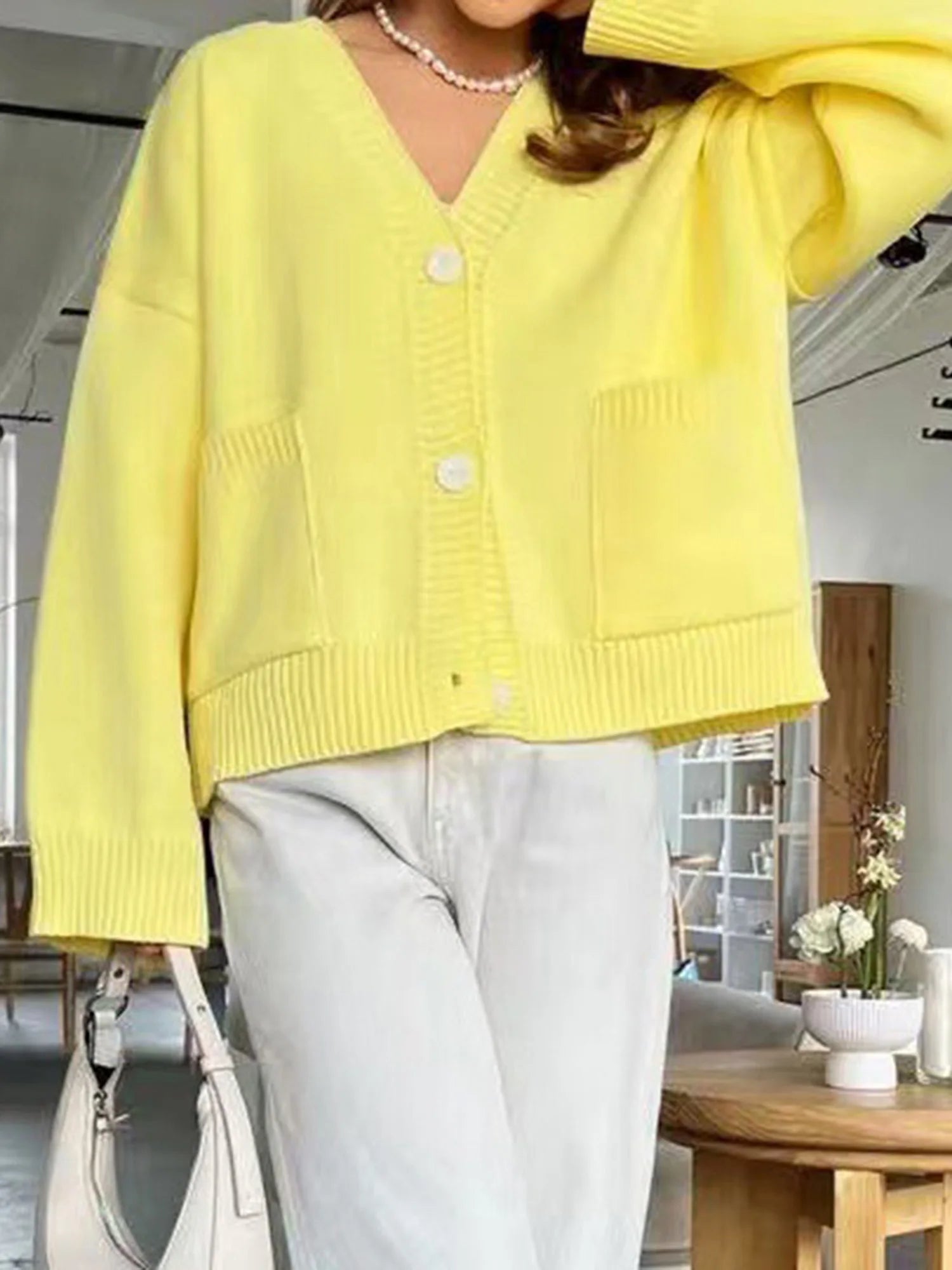 V-Neck Button Down Cardigan