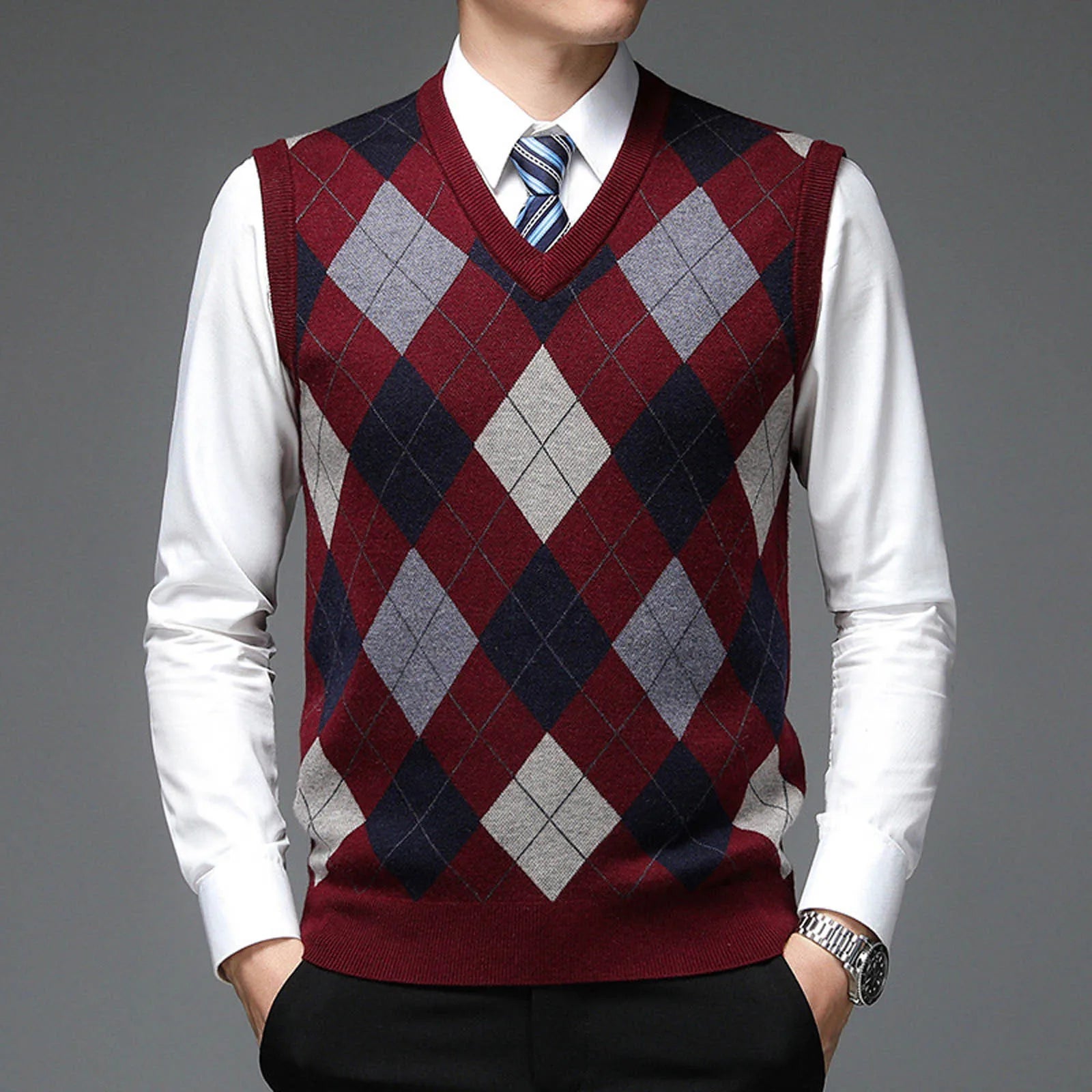 Men's Contrast Knit Vest