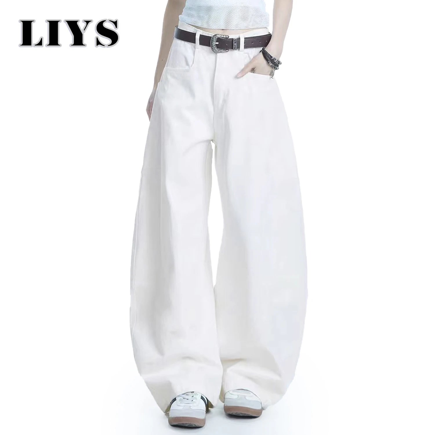 Men’s White Baggy Wide-Leg Cotton Jeans