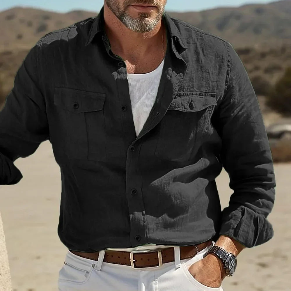 Men's Cotton Linen Hawaiian Shirt