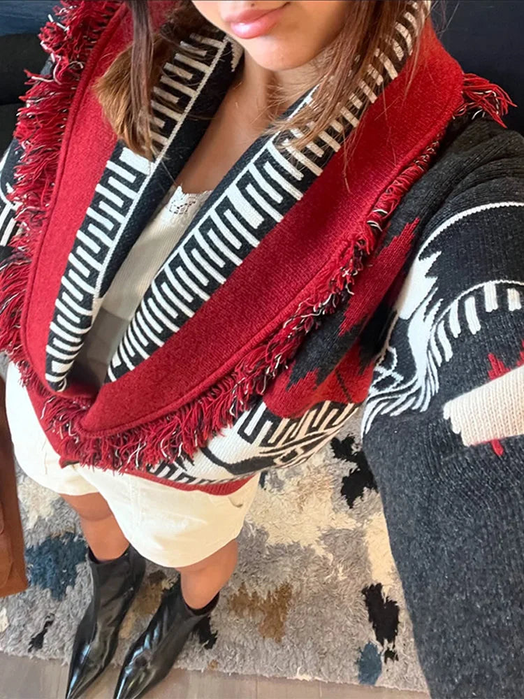 Patchwork Jacquard Cardigan