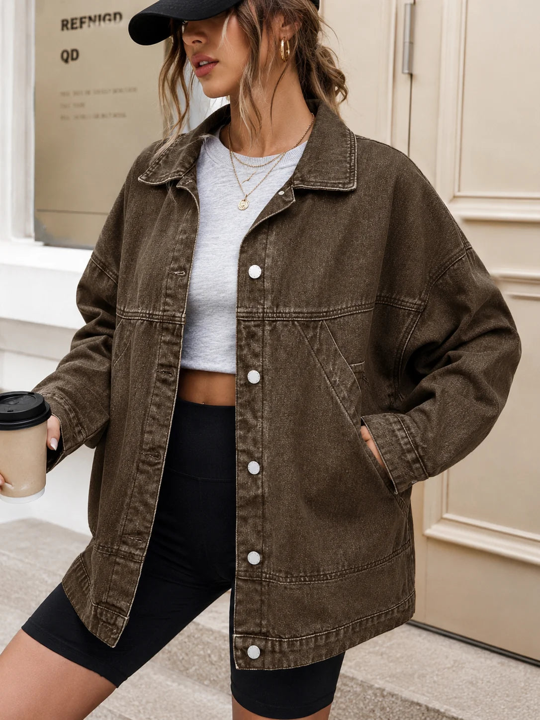 Women’s Loose Fit Drop Shoulder Denim Jacket