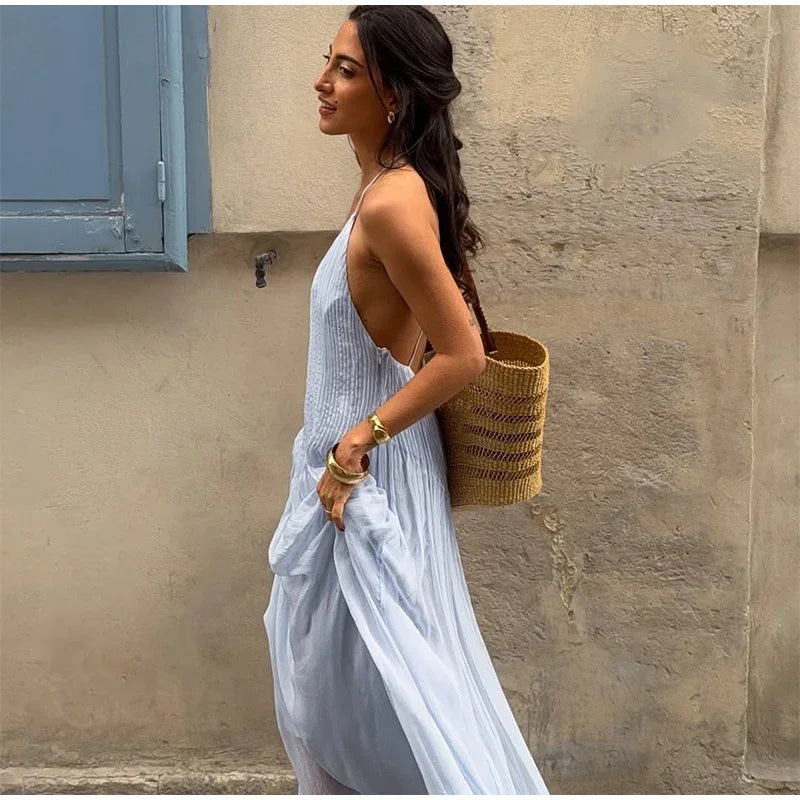 Pleated Suspender Dress