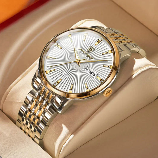 POEDAGAR Stainless Steel Men’s Quartz Watch