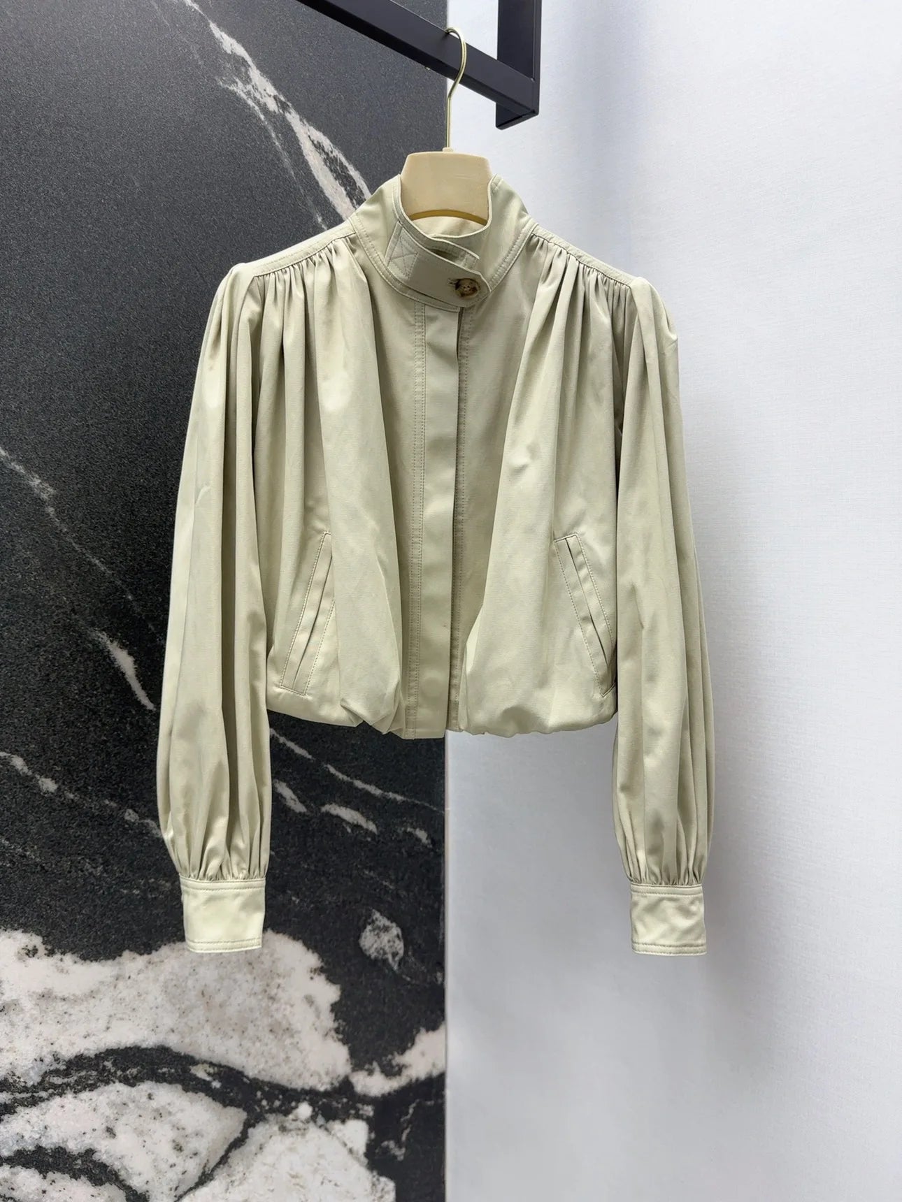 Pleated Lantern Sleeve Jacket