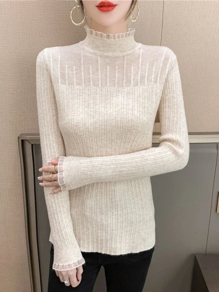 Lace Mock Neck Sweater
