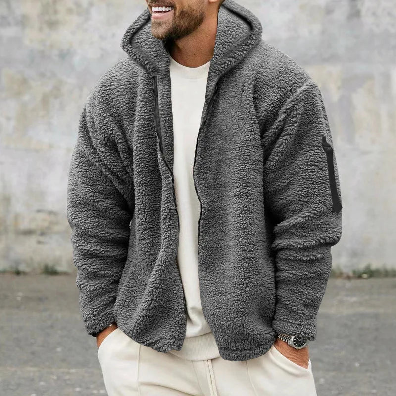 Men's Double-Sided Fleece Hooded Jacket