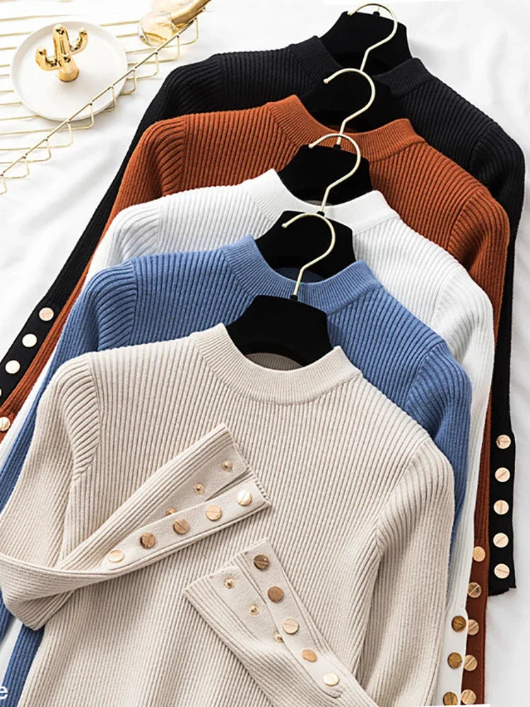 Button O-Neck Sweater