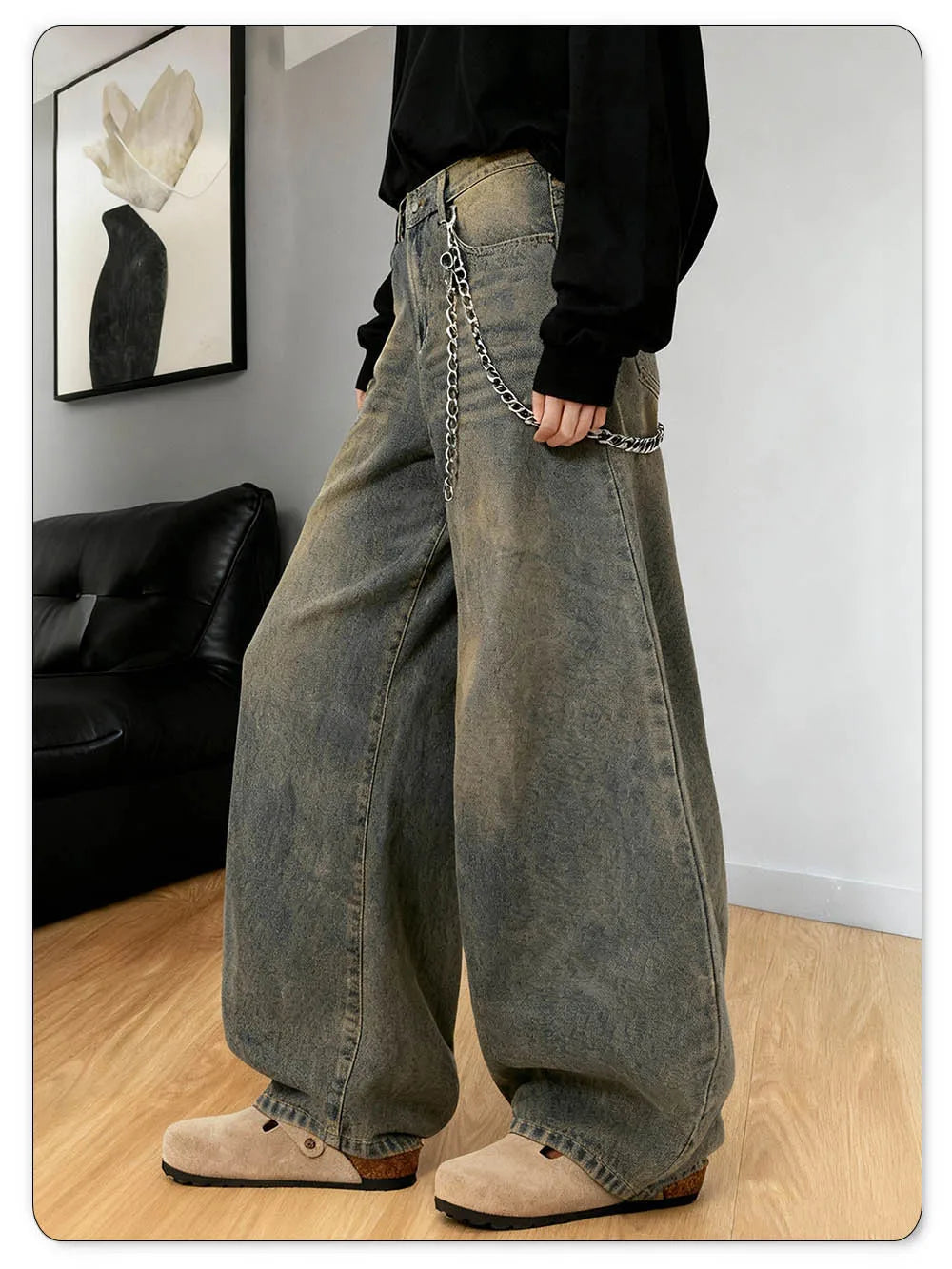Unisex Retro Baggy Wide Leg Jeans