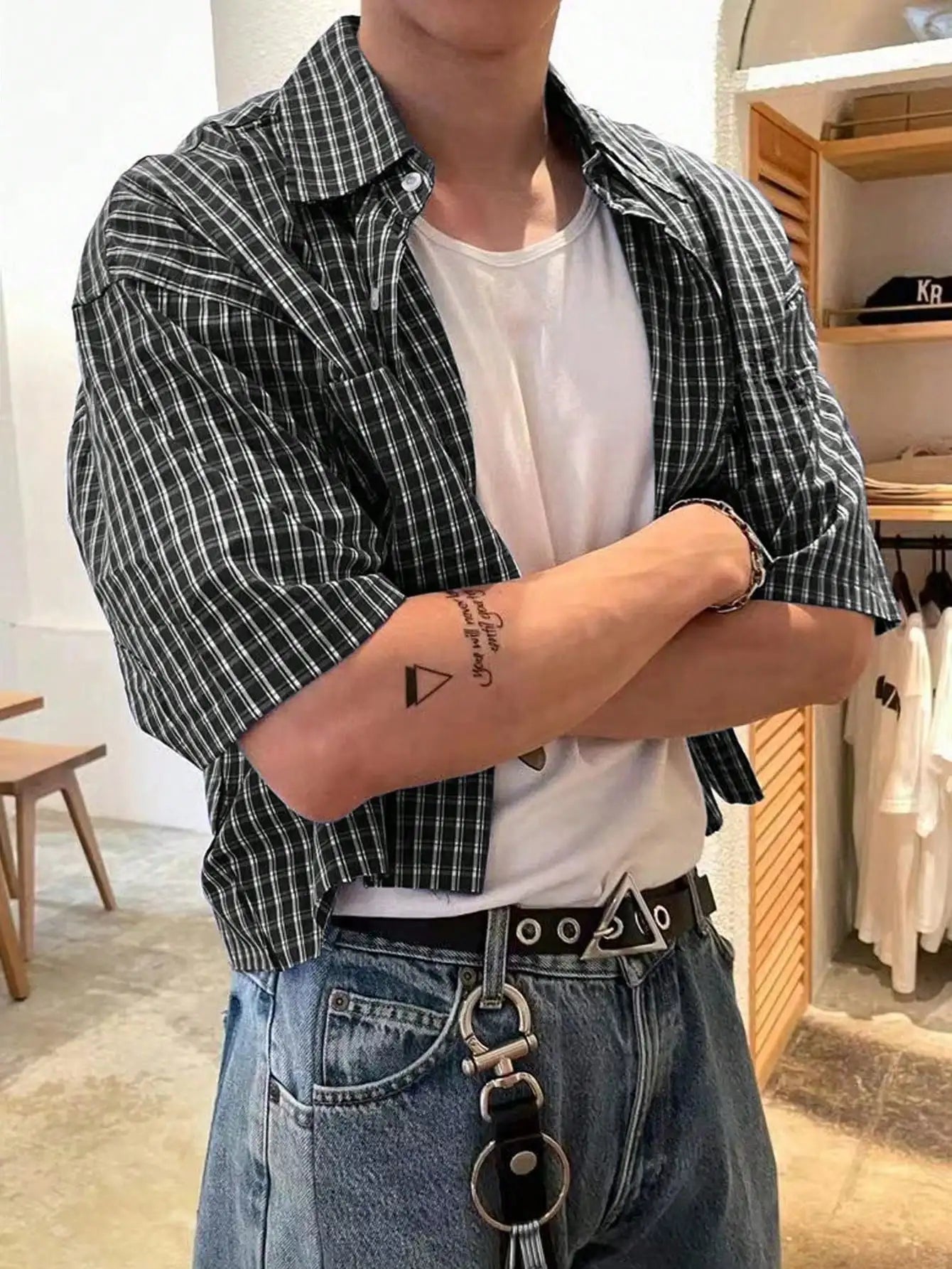 Men Cropped Short Sleeve Shirt