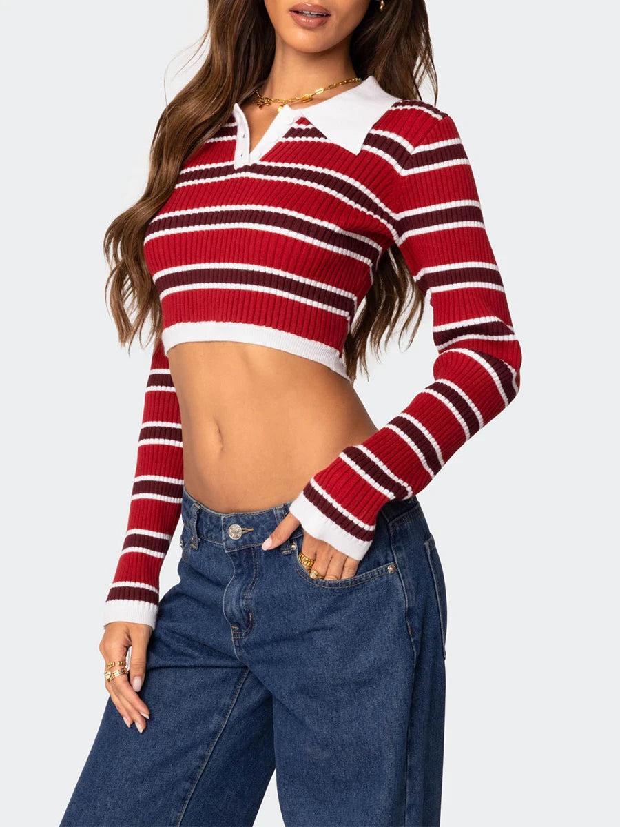 Striped Ribbed Crop Top