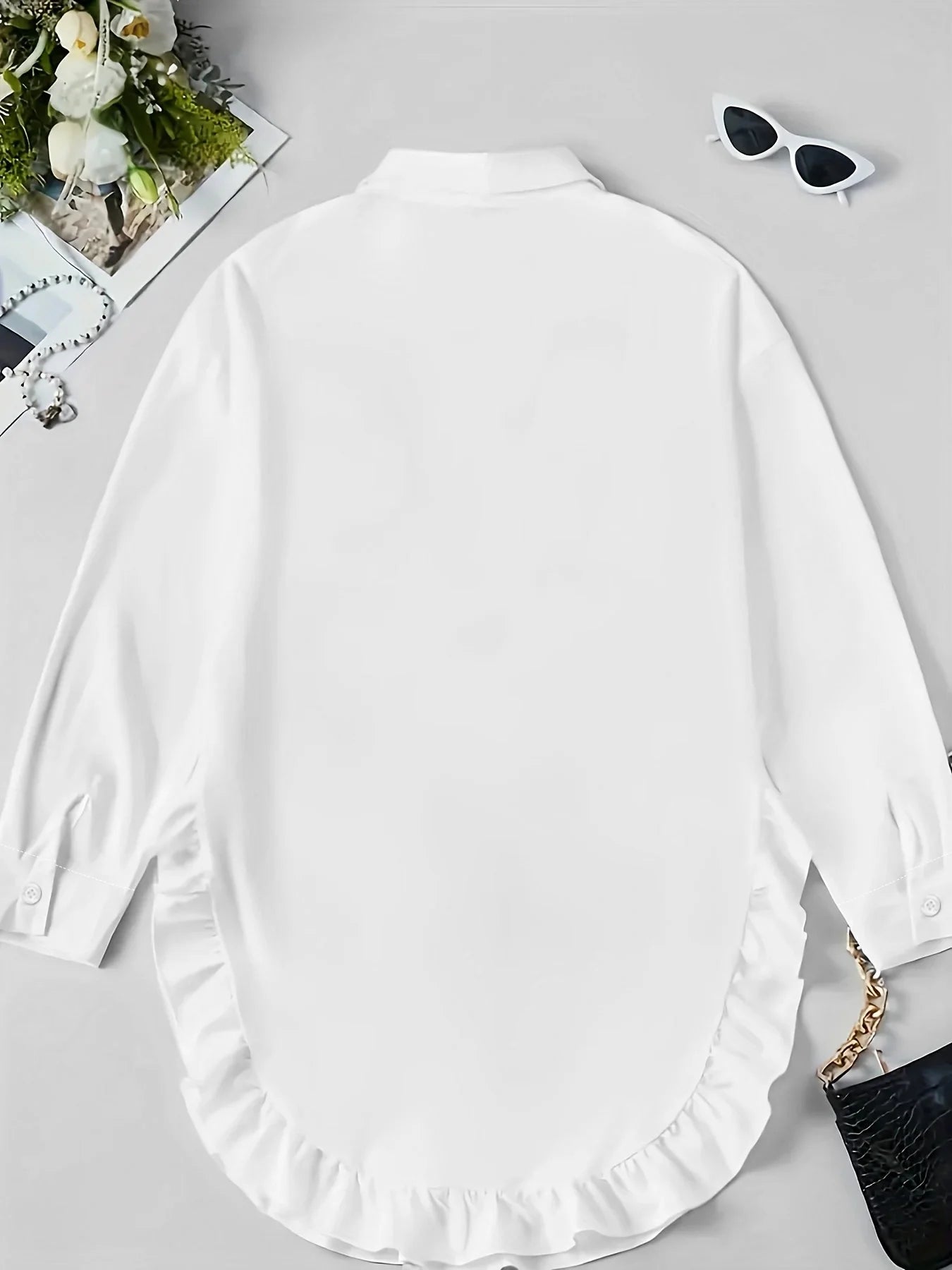 Pleated Lace Hem Shirt