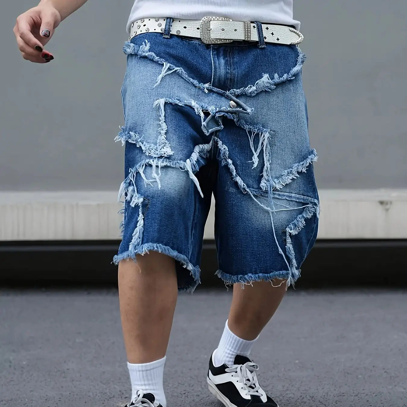 Men's Tattered Denim Shorts