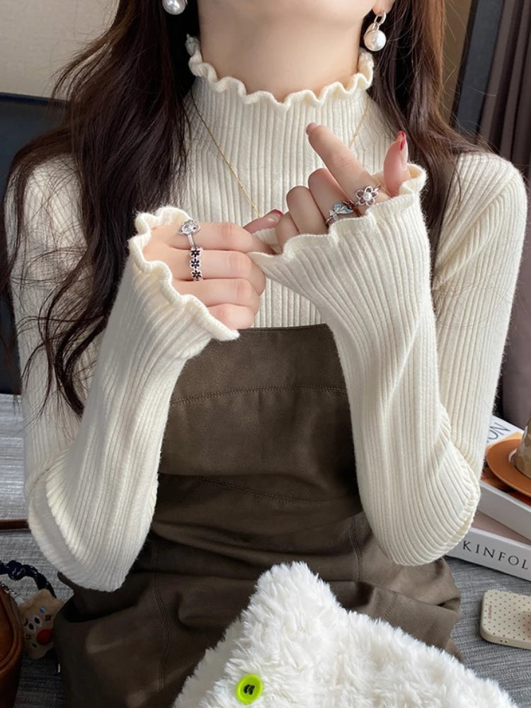Ruched Turtleneck Sweater