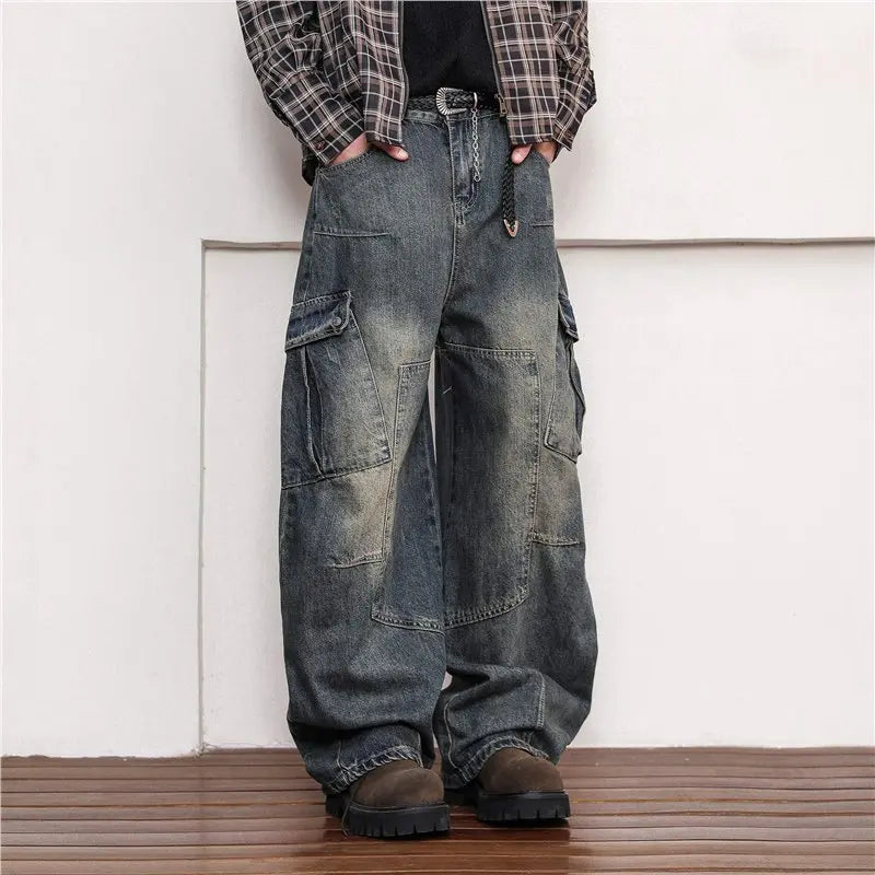 Baggy barrel wide leg cargo jeans