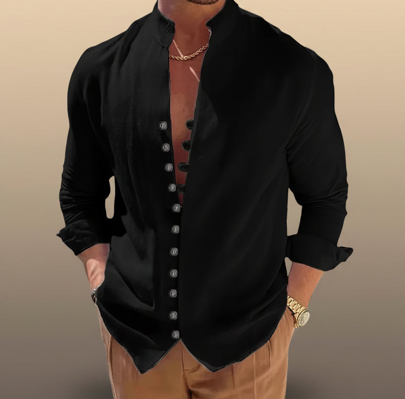 Men Linen Shirt Button Up