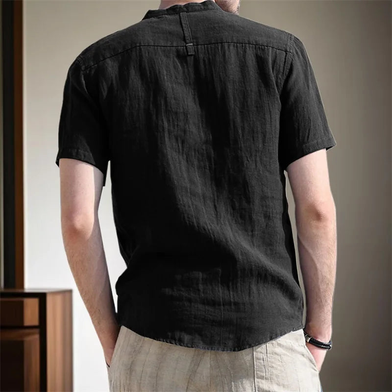 Men's Linen Henley Shirt