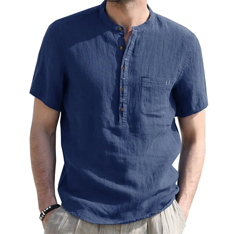 Men's Linen Henley Shirt