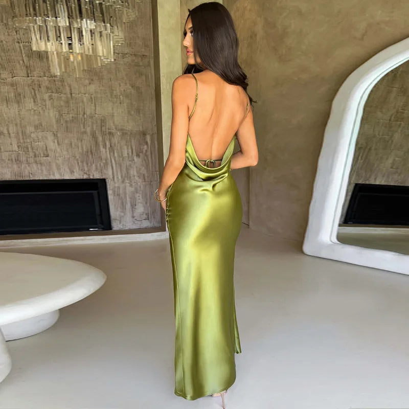 Backless Slim Fit Slit Dress