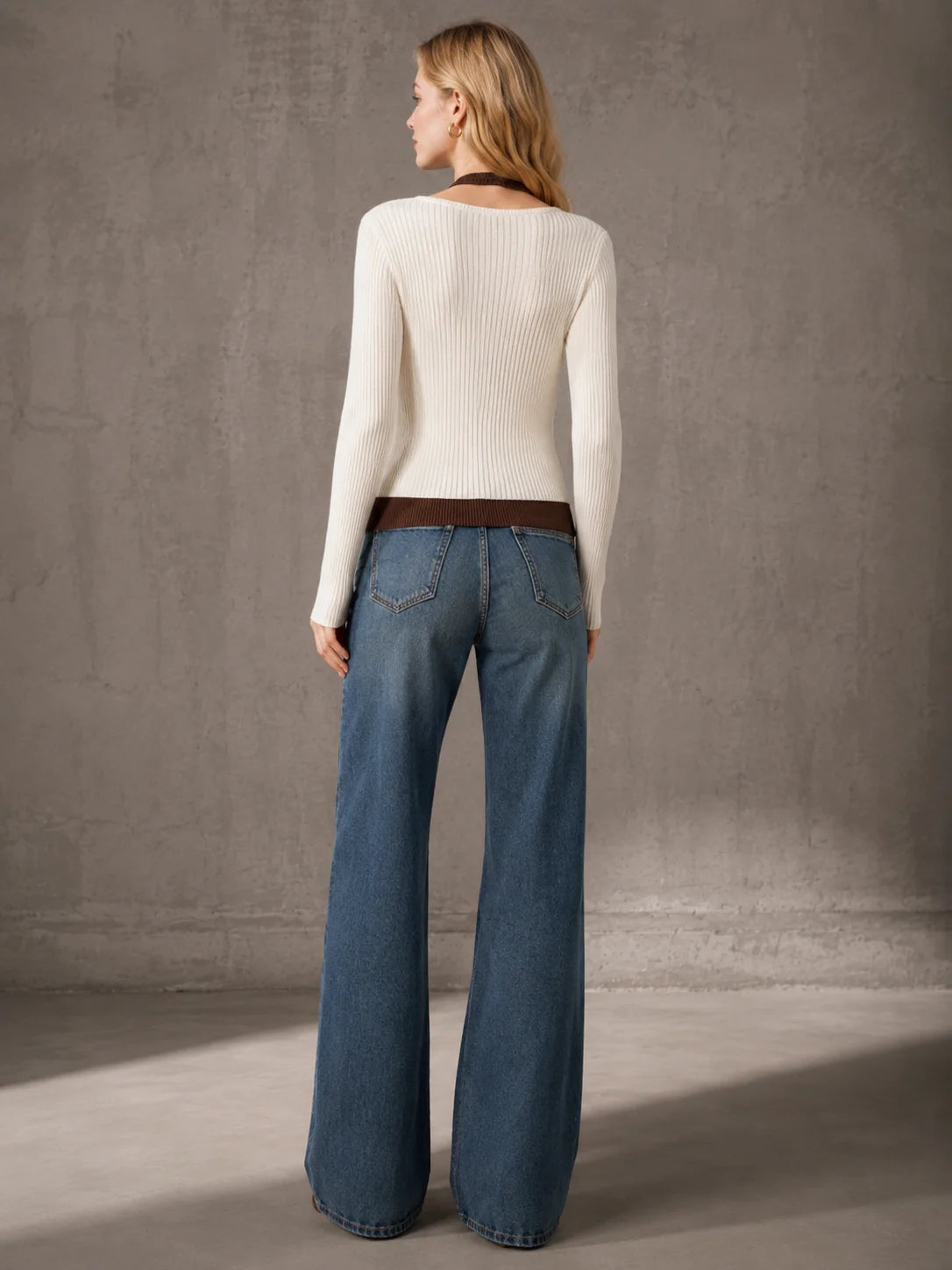Women’s 2-in-1 Ribbed Knit Slim Fit Top