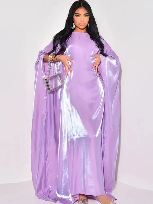 Women’s Summer Satin Butterfly Abaya Dress