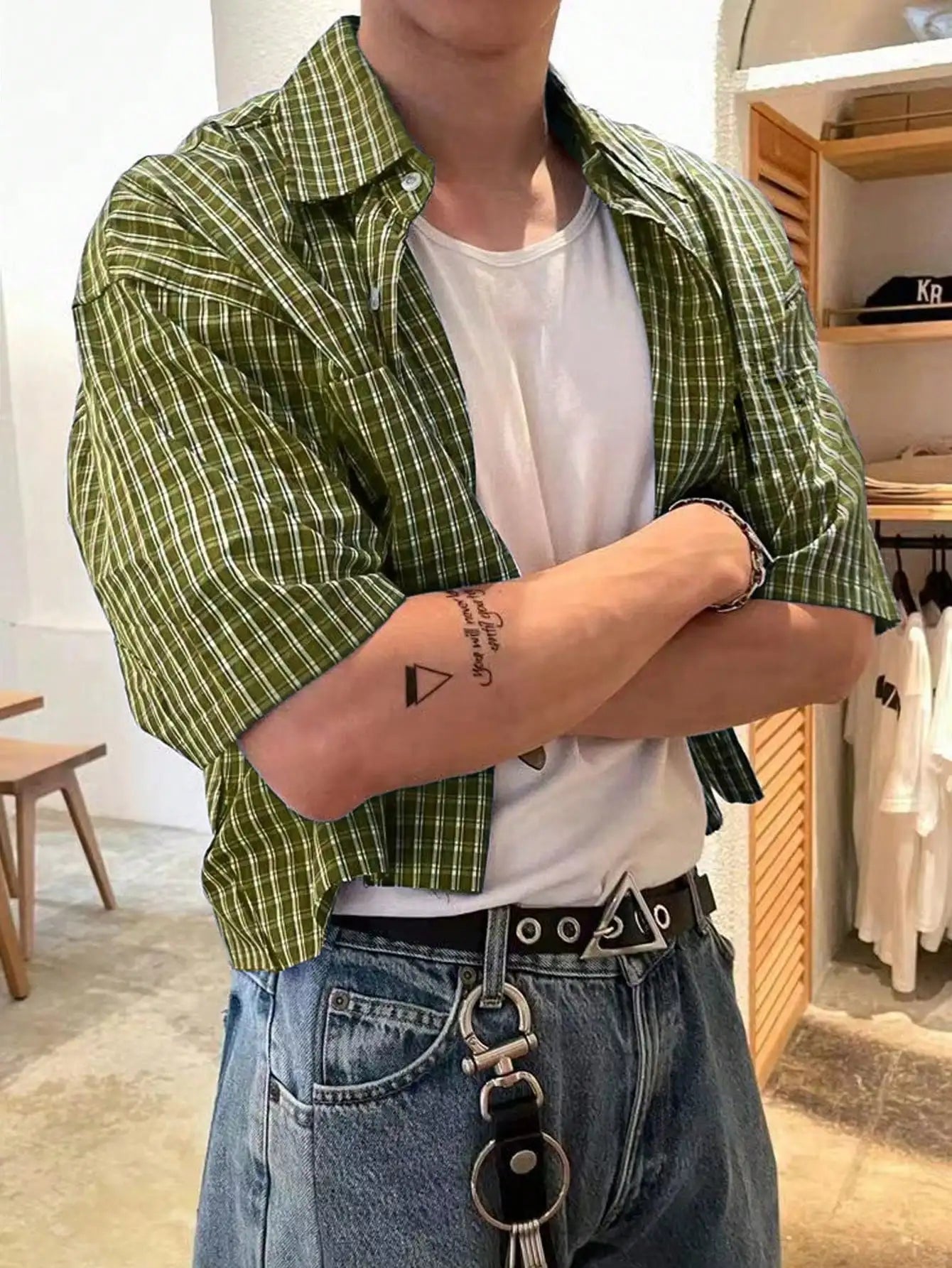 Men Cropped Short Sleeve Shirt