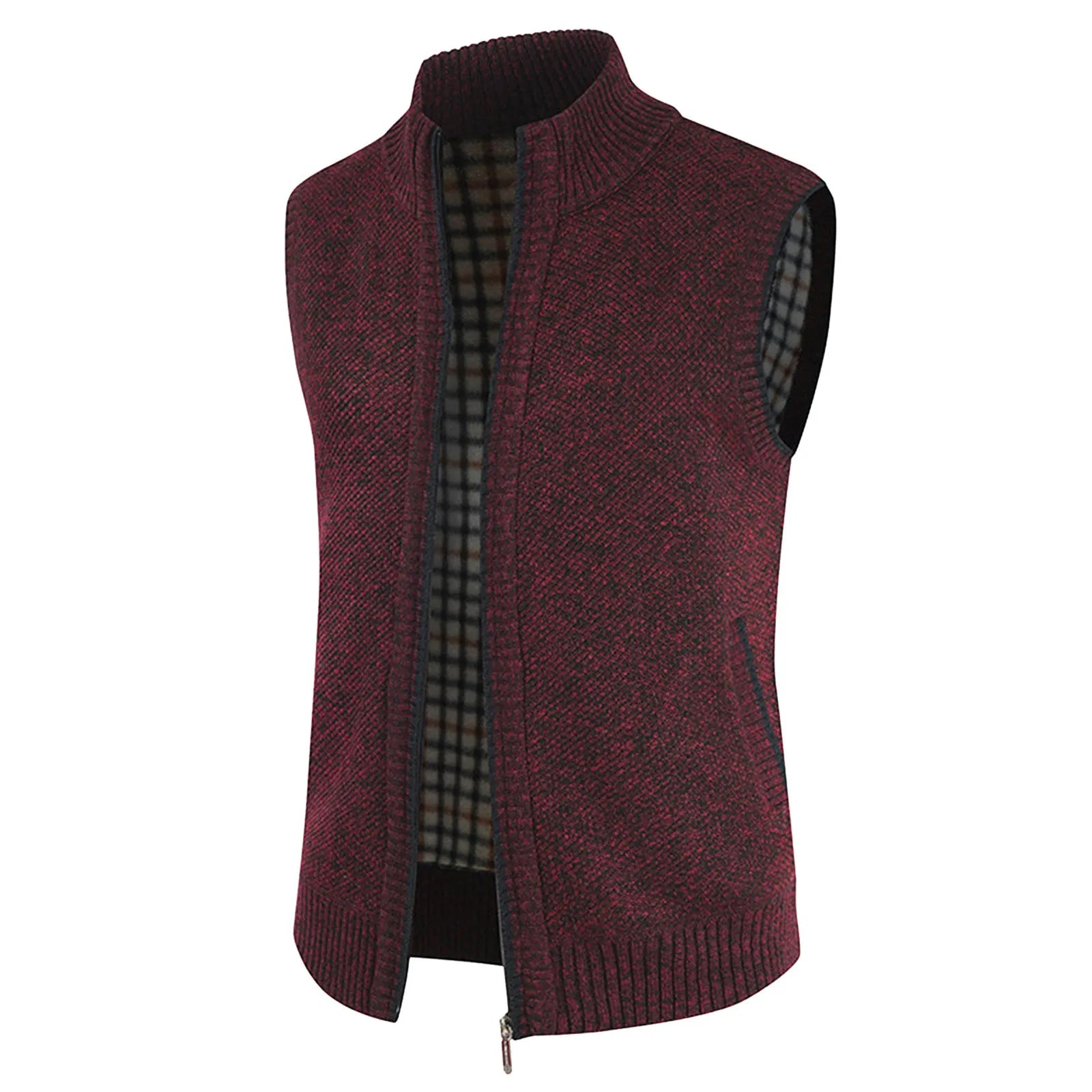 Plaid Turtleneck Sweater Vest