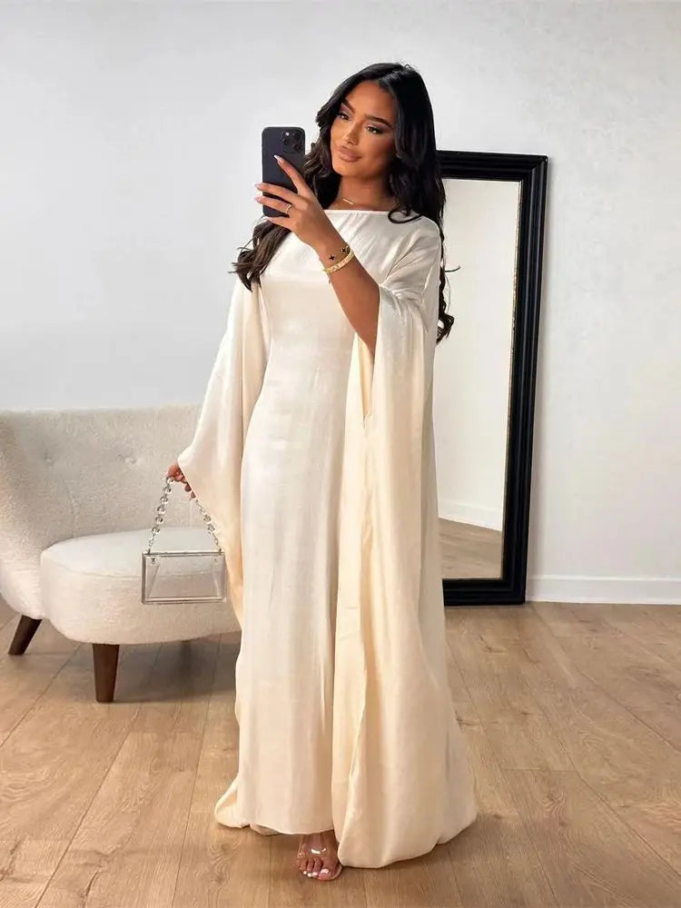 Women’s Summer Satin Butterfly Abaya Dress
