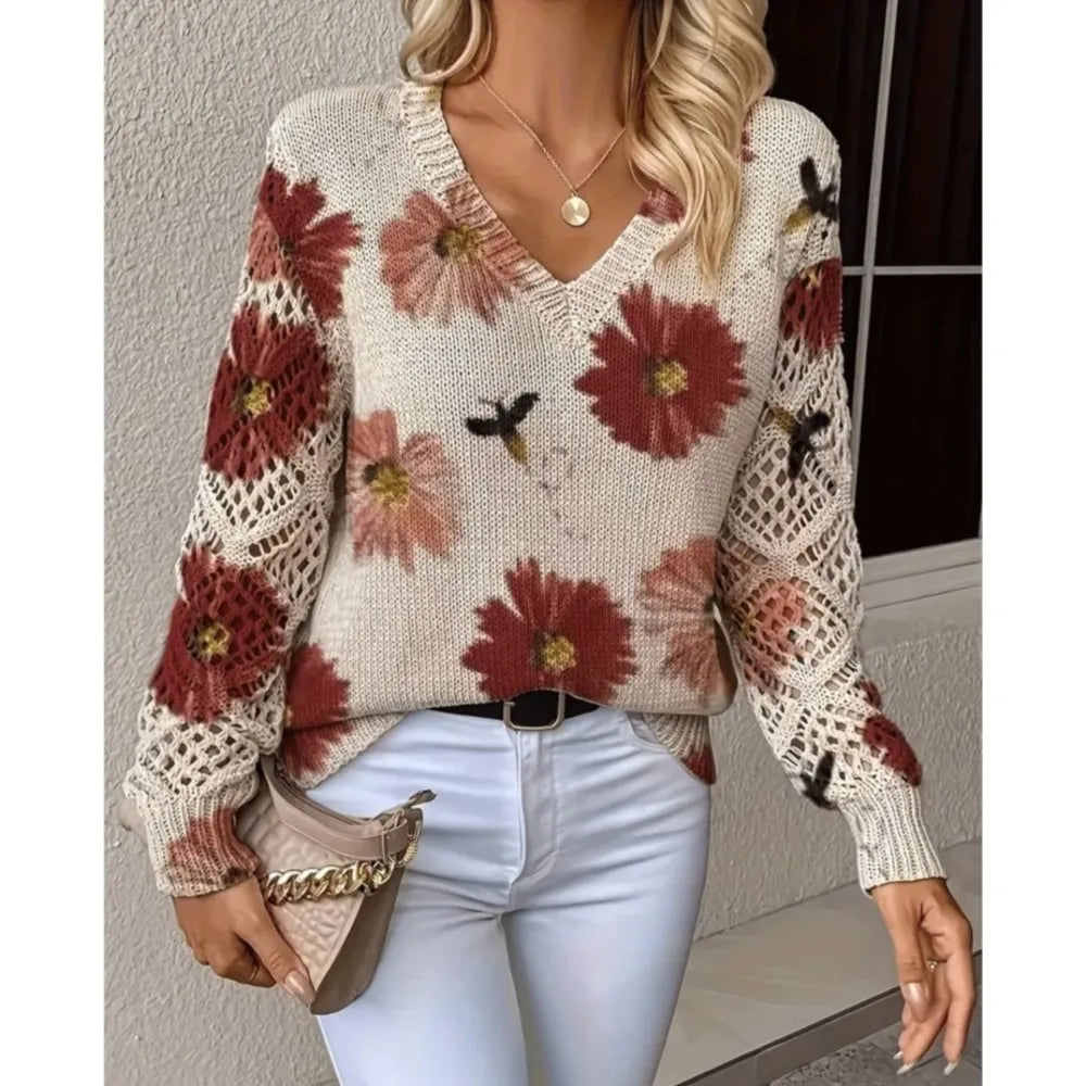 Bohemian Floral Print Sweater