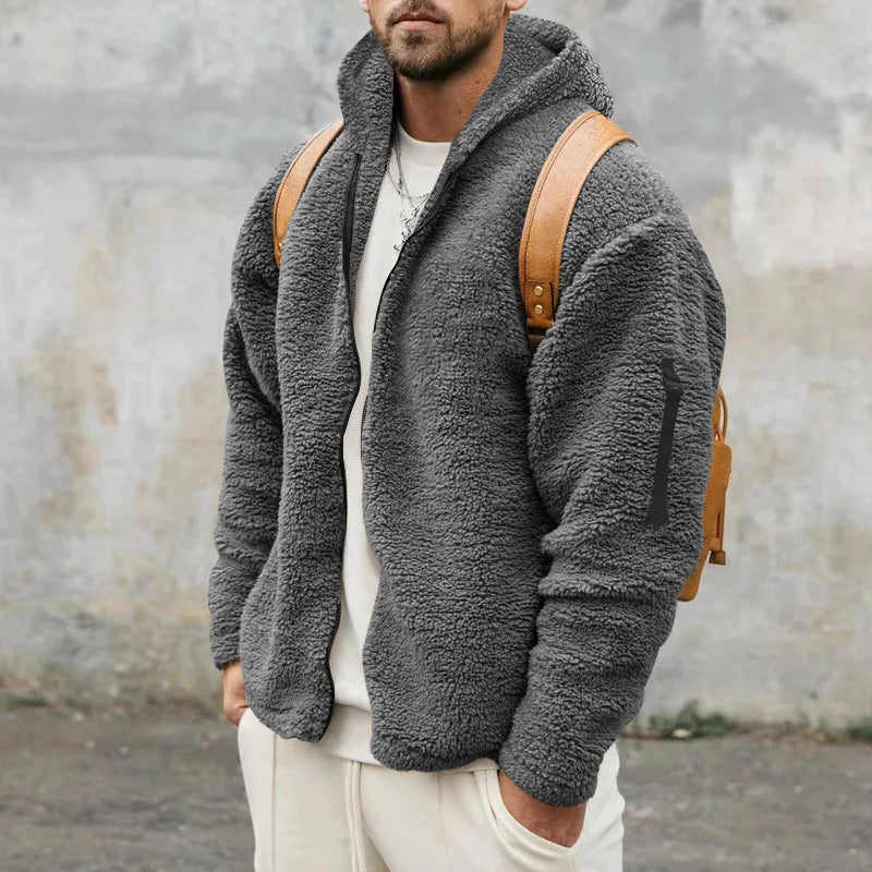 Men's Double-Sided Fleece Hooded Jacket