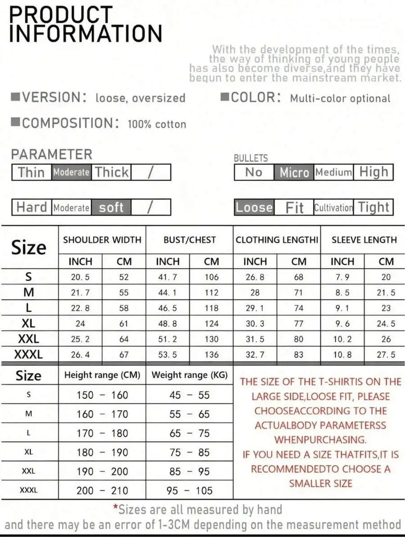 Size guide for Men Vintage Graphic T Shirt
