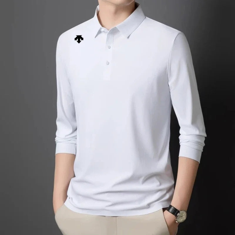 Men’s Long Sleeve Printed Polo Shirt
