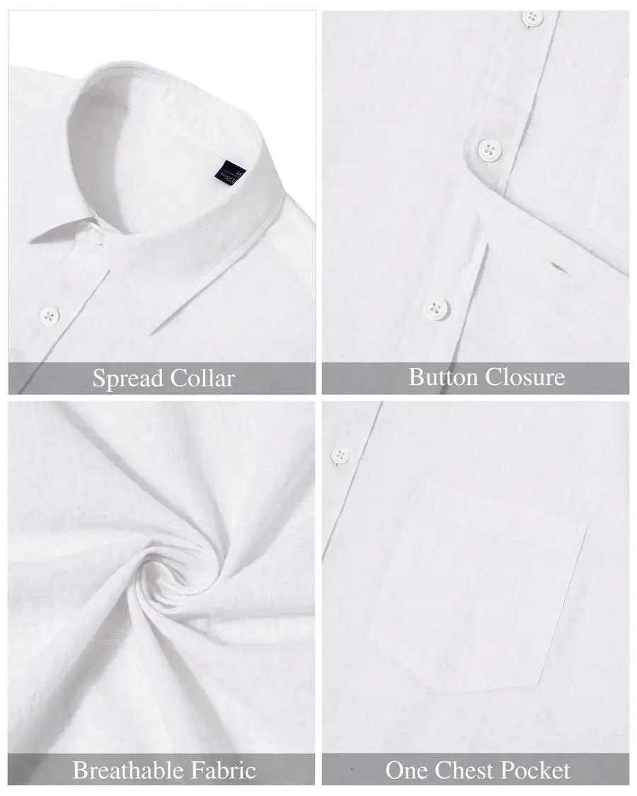 Men's Cotton Linen Short Sleeve Shirt