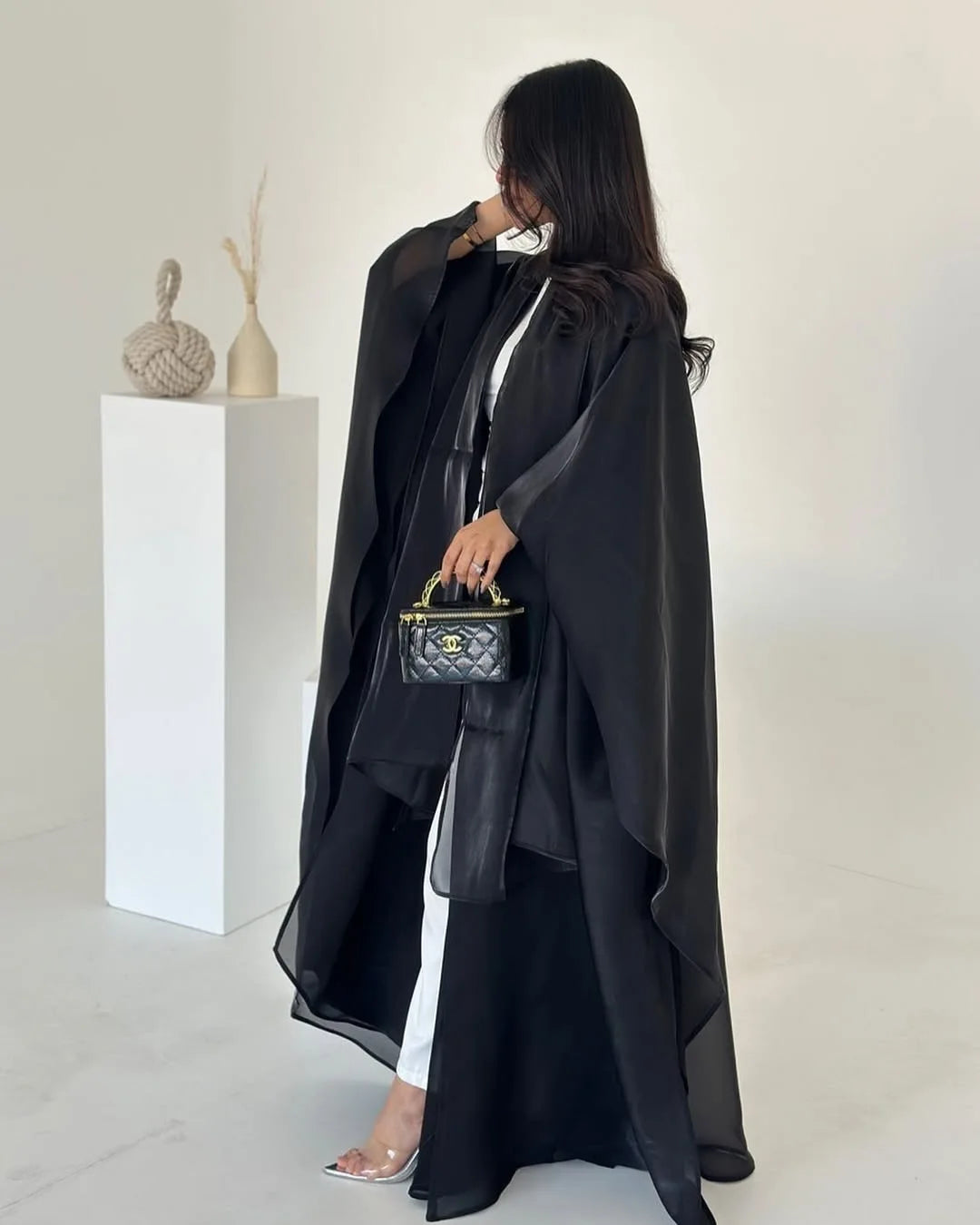 Women Silky Abaya with Scarf