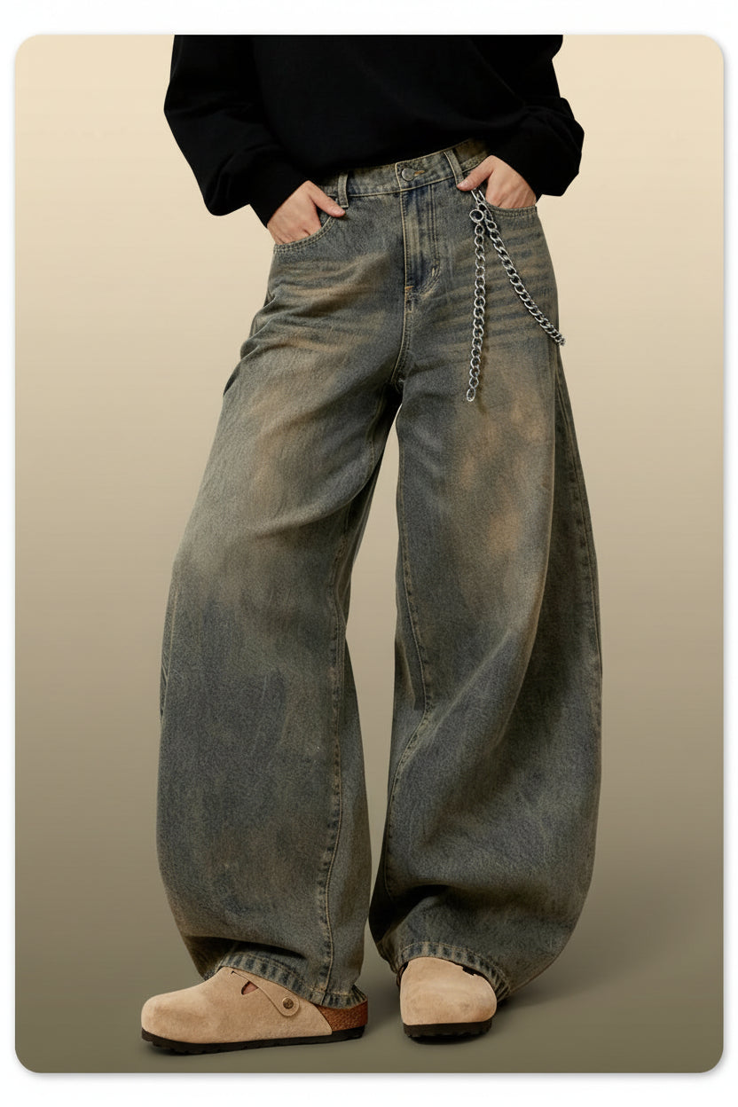 Unisex Retro Baggy Wide Leg Jeans