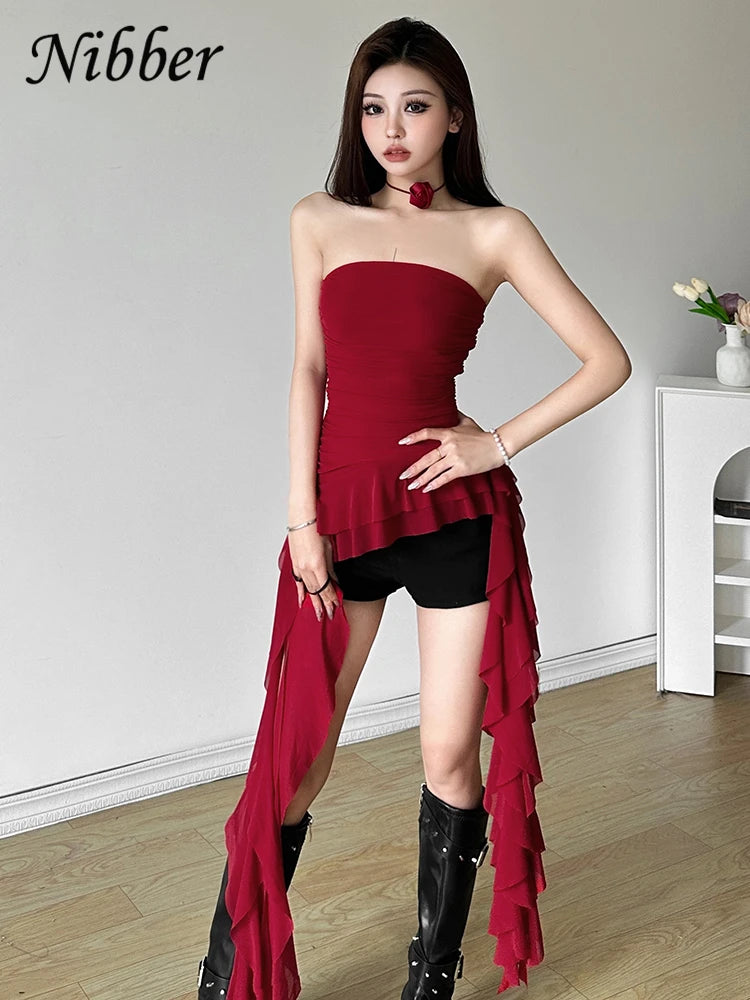 Ruched Tassel Chest Wrap Vest