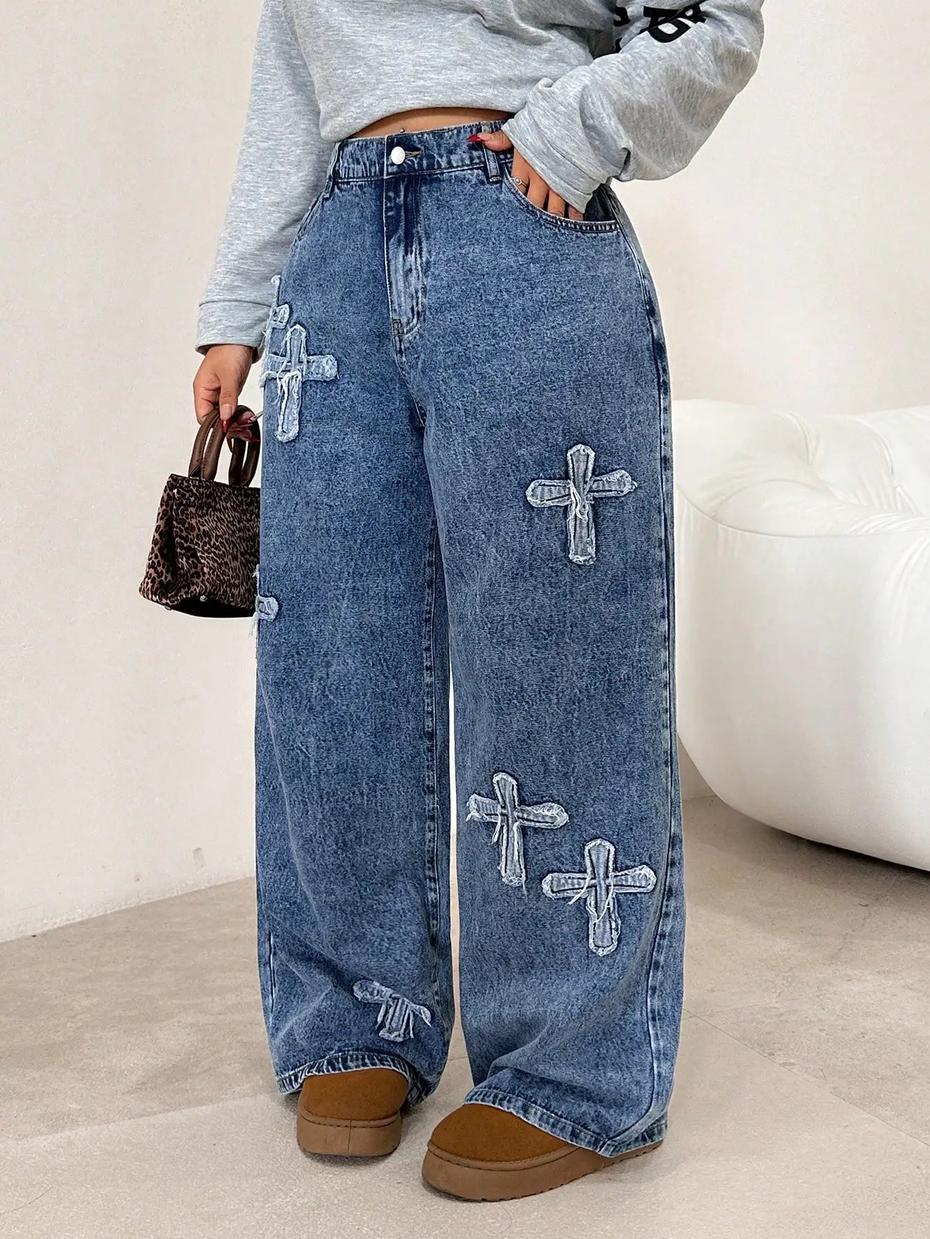 Patchwork Wide Leg Jeans