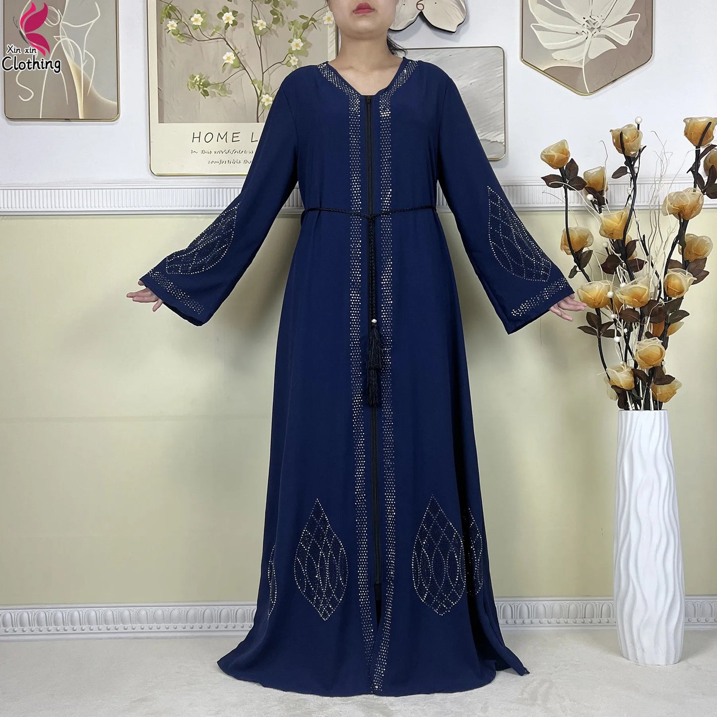 Elegant Women’s Long Sleeve Abaya with Turban