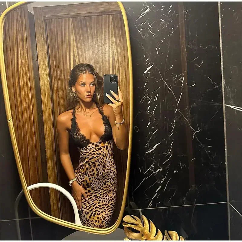 Leopard Lace Maxi Dress