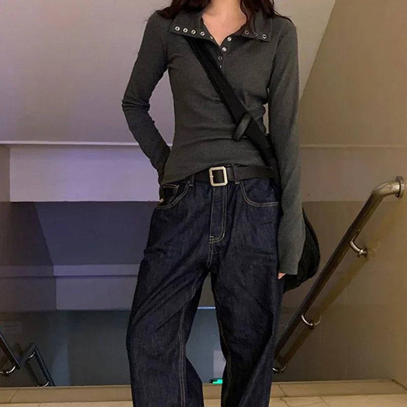 Gray Ribbed  Sweater