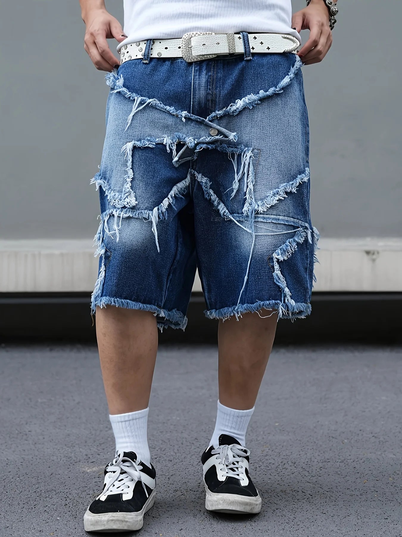 Men's Tattered Denim Shorts