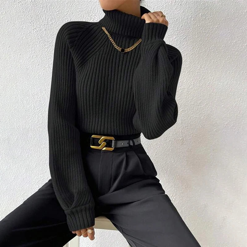Soft Turtleneck Knit Pullover