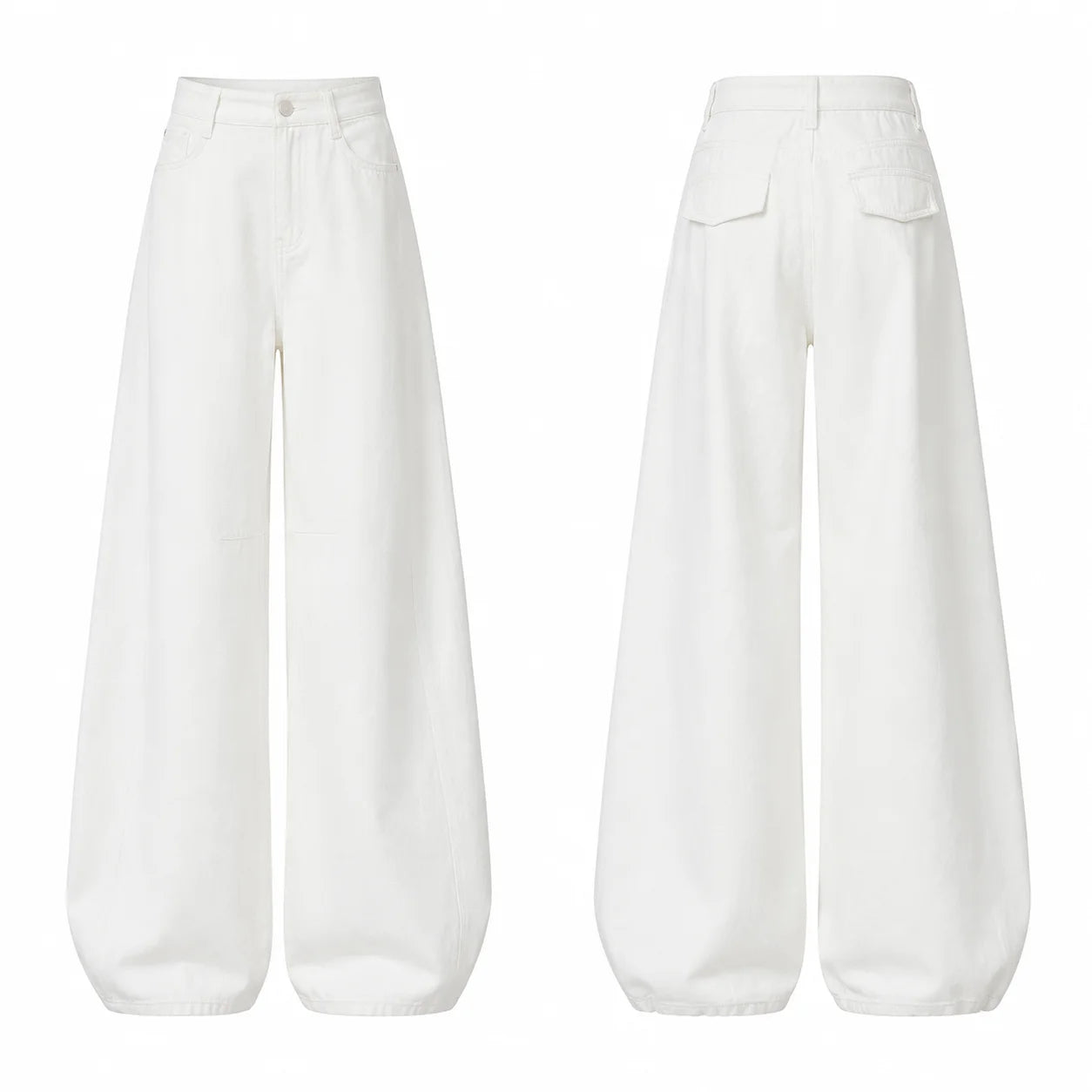 White High-Waist Wide-Leg Jeans