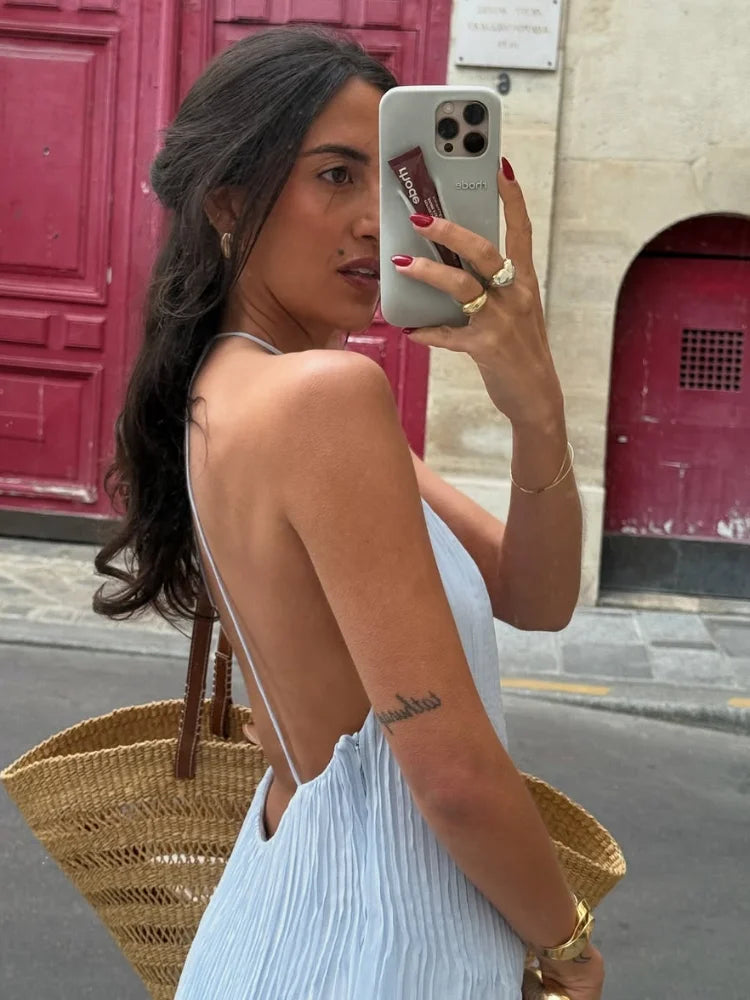 Pleated Suspender Dress