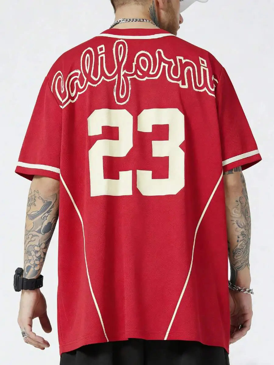 Men's LA Contrast Trim Baseball Shirt
