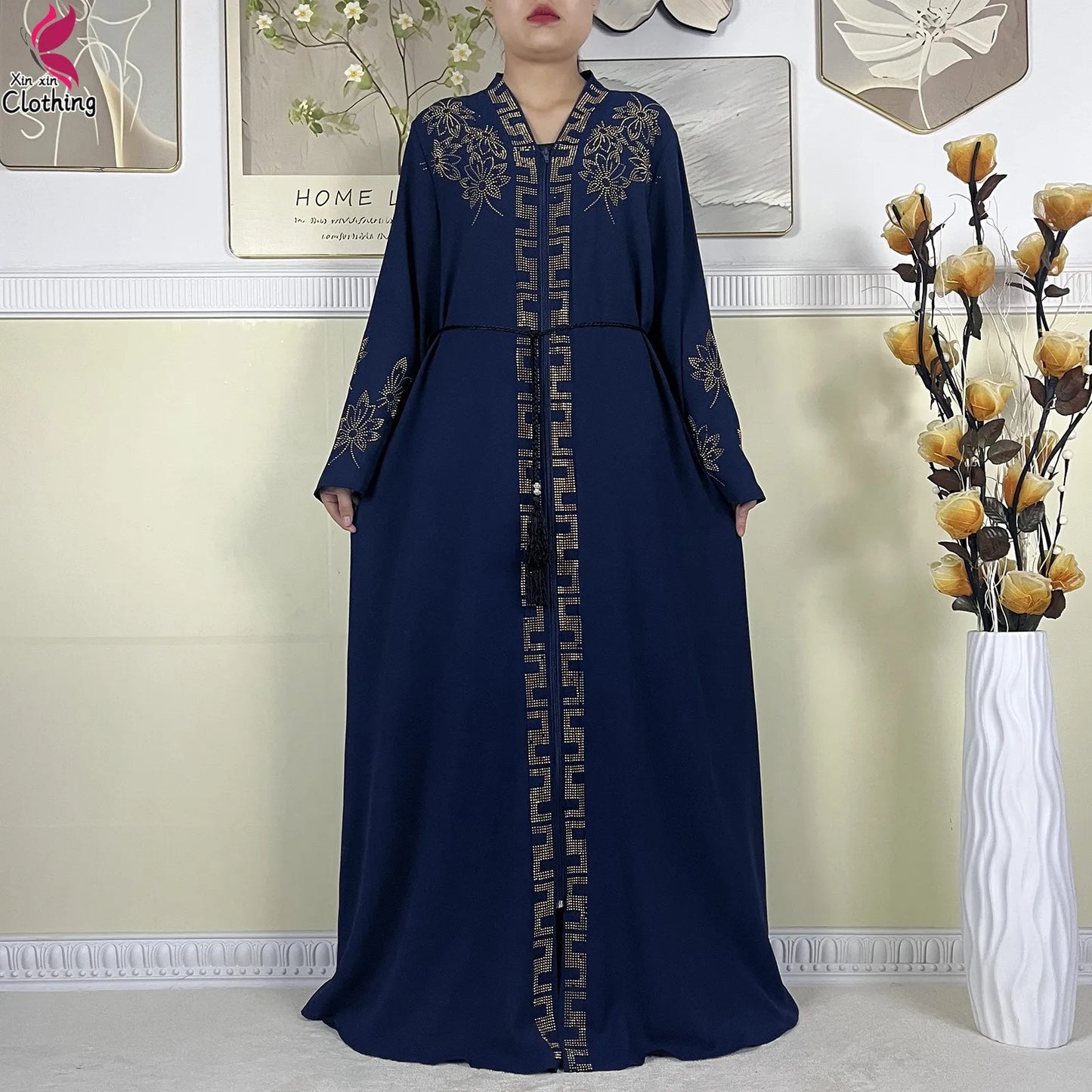 Elegant Women’s Long Sleeve Abaya with Turban