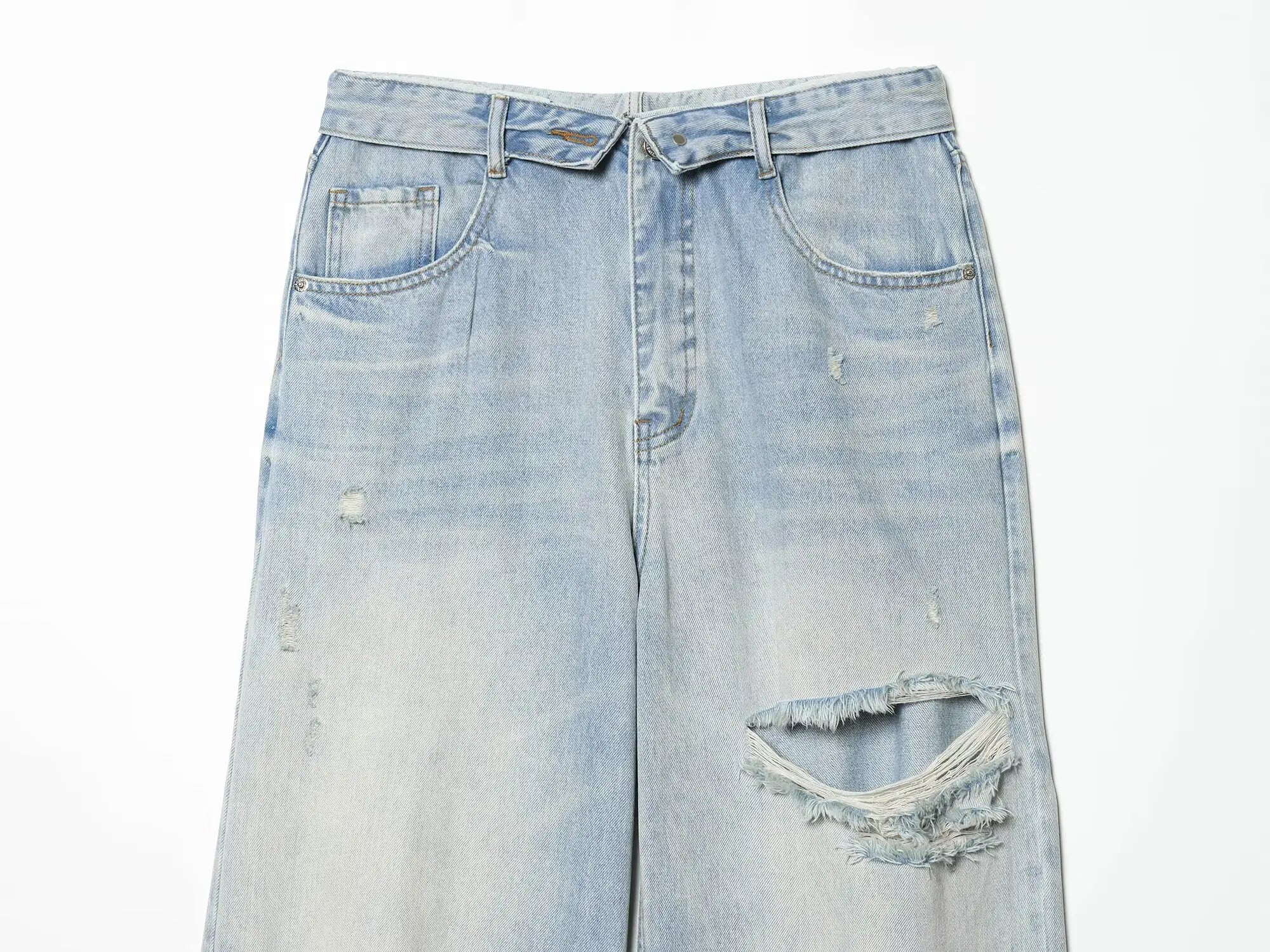 Women Elegant Ripped Denim Pants